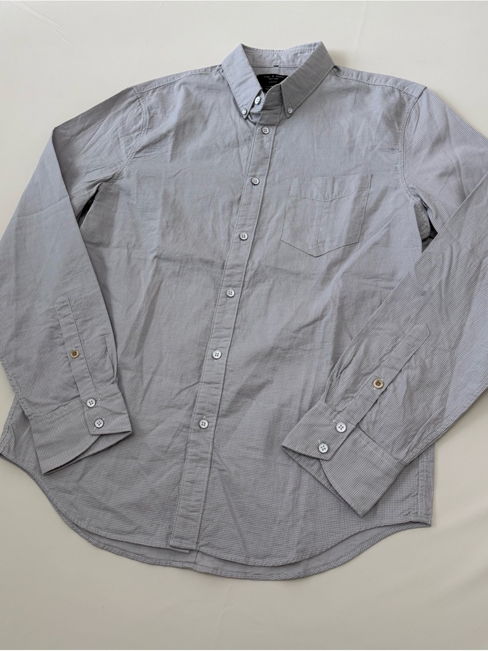 rag & bone Tomlin Light Gray Button-Down Shirt Mens Large